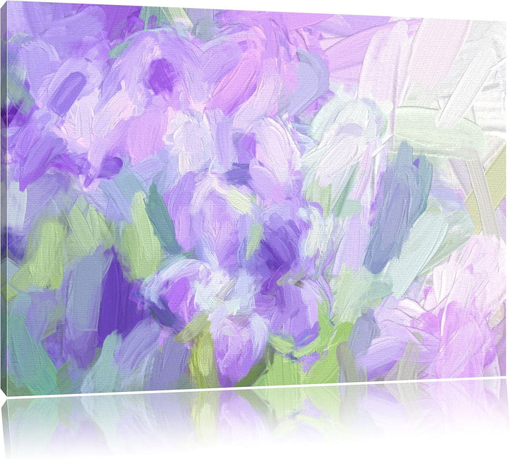 Pixxprint Lilane Lavendelblumen Kunst als Leinwandbild/Grösse: 100x70 cm/Wandbild/Kunstdruck/fertig