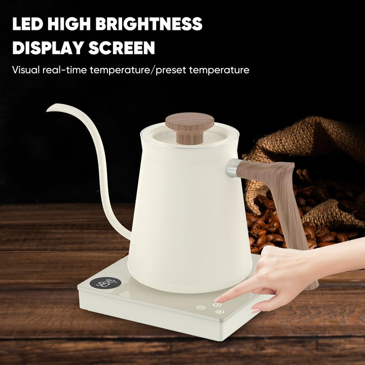 0.6L Schwanenhals Elektrischer Kaffee Wasserkocher mit 40~100℃ Temperatur Einstellbar, 1000W Schnell