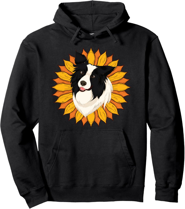 Sonnenschein Hippie Hund Sonnenblume Border Collie Pullover Hoodie