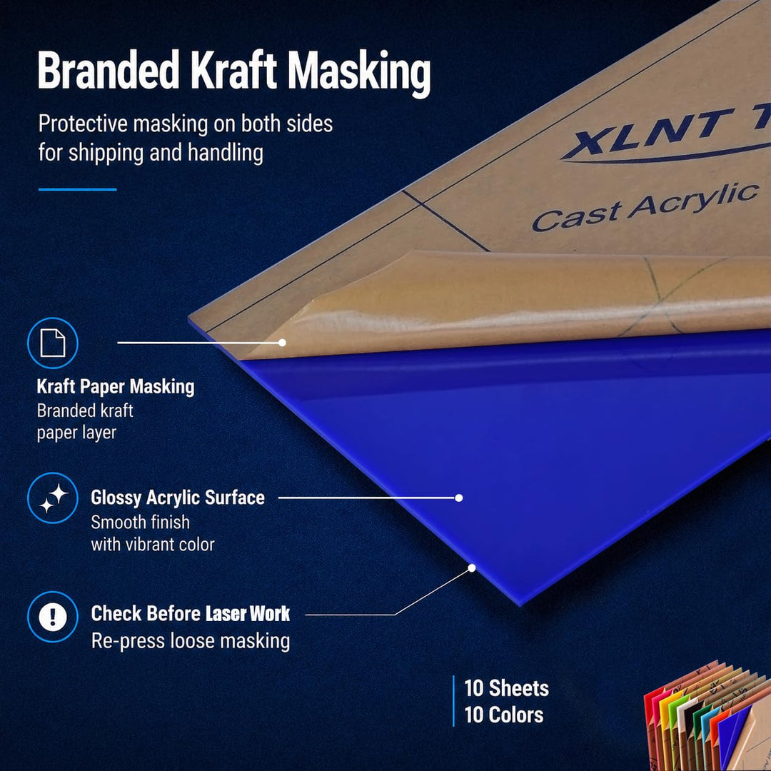 XLNT Tech 10 Stück & 10 farbige Acryl-Kunststoffplatten 30,5 x 30,5 cm (0,118 Zoll) dick) (nicht tra