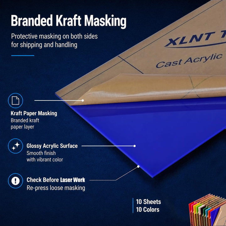 XLNT Tech 10 Stück & 10 farbige Acryl-Kunststoffplatten 30,5 x 30,5 cm (0,118 Zoll) dick) (nicht tra
