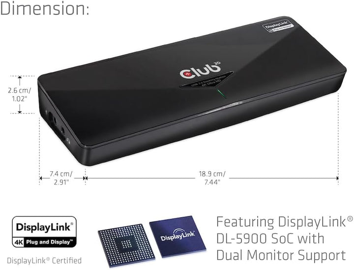Club 3D 4K Dual Display Dockingstation (HDMI, DisplayPort, DVI 3X USB 3.0) Schwarz, Schwarz