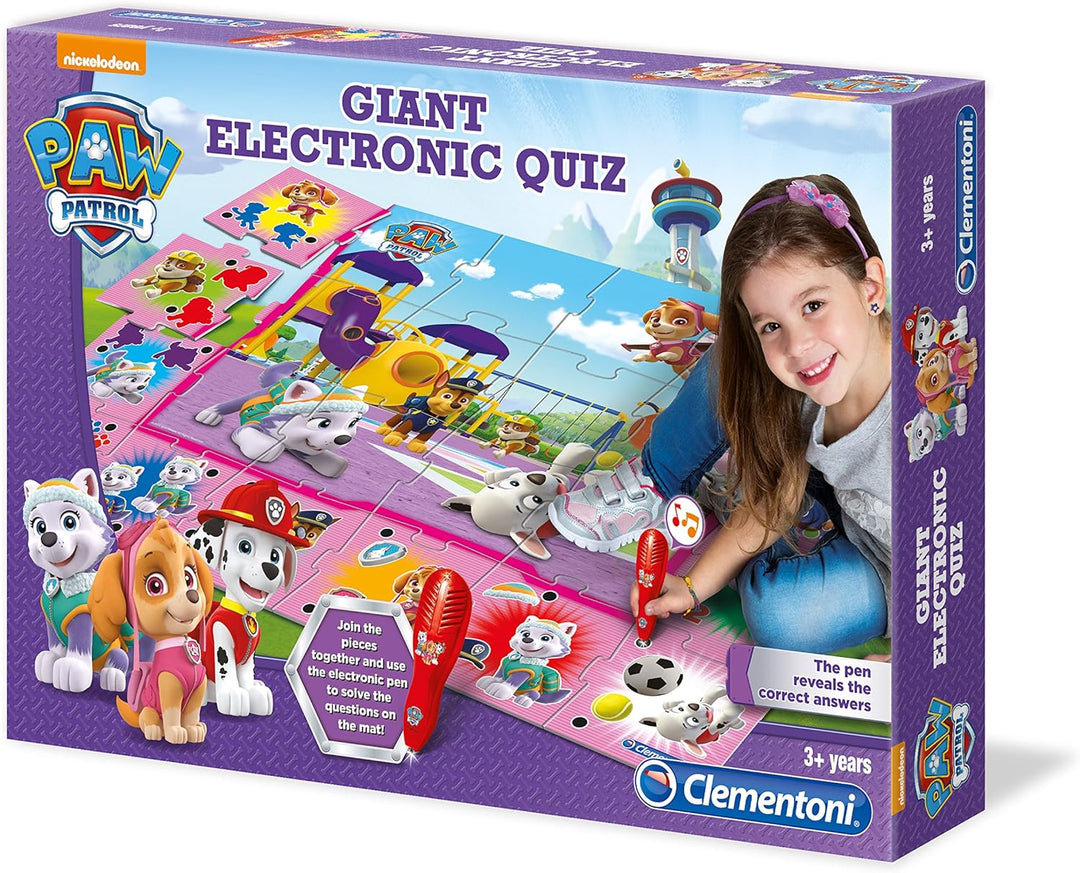 Clementoni Quiz-Bodenpuzzle Paw Patrol 70x100 cm - Kinderpuzzle mit 24 Maxi-Puzzleteilen - Lernspiel