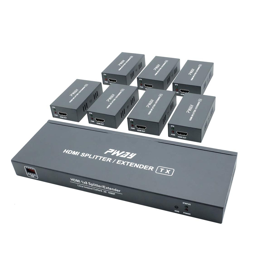 PW-HT226P7（POC） 1X7 Port HDMI Extender Splitter Verteiler Ultra HD 1080P Ohne Verzögerung 165ft(50m)