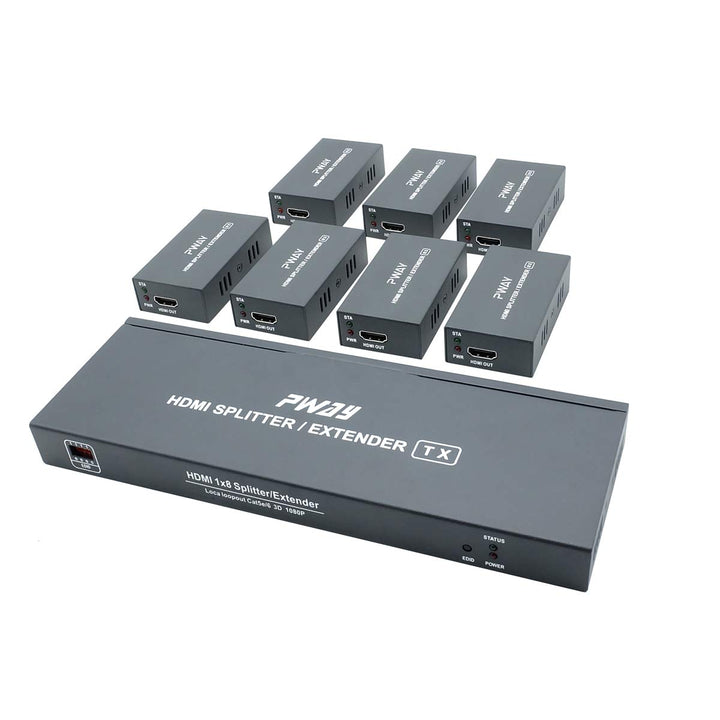 PW-HT226P7（POC） 1X7 Port HDMI Extender Splitter Verteiler Ultra HD 1080P Ohne Verzögerung 165ft(50m)