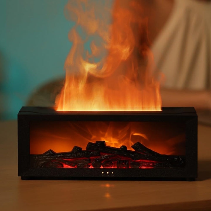 ZYWUOY Kamin-Diffusor, 3D-Flamme, Aromadiffusor, bunter Luftbefeuchter mit Fernbedienung, Dual-Beleu