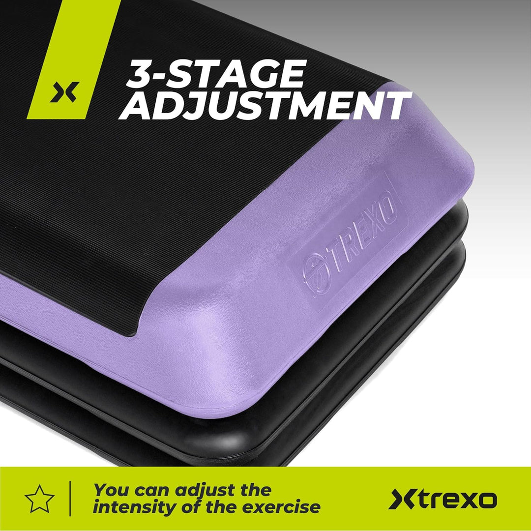 TREXO Stepper Für Zuhause - Aerobic Step mit 3-Stufiger Höhenverstellung, Fitness & Sport - Training