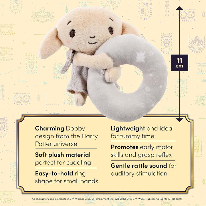 Rainbow Designs Harry Potter Dobby Plüsch Babyrassel - Weiches sensorisches Spielzeug für Neugeboren