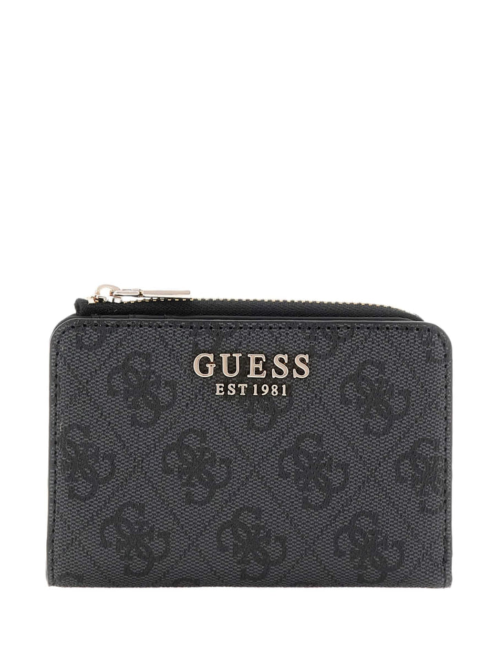 GUESS Damen Laurel Zip Around Card Case Wallet, Coal Logo