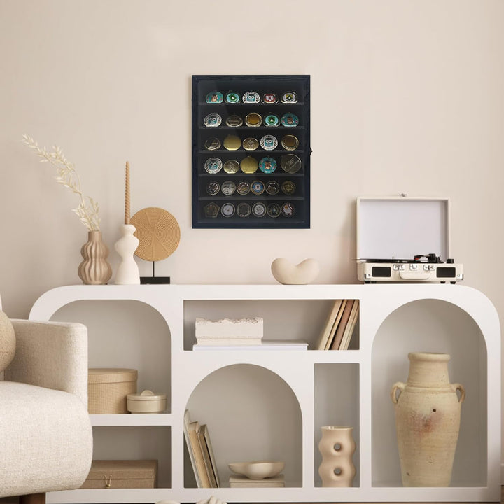 3D Bilderrahmen 30x40 Grosse Schattenbox Vitrine Rahmen mit Glasfenstertür Erinnerungsstücke Medaill