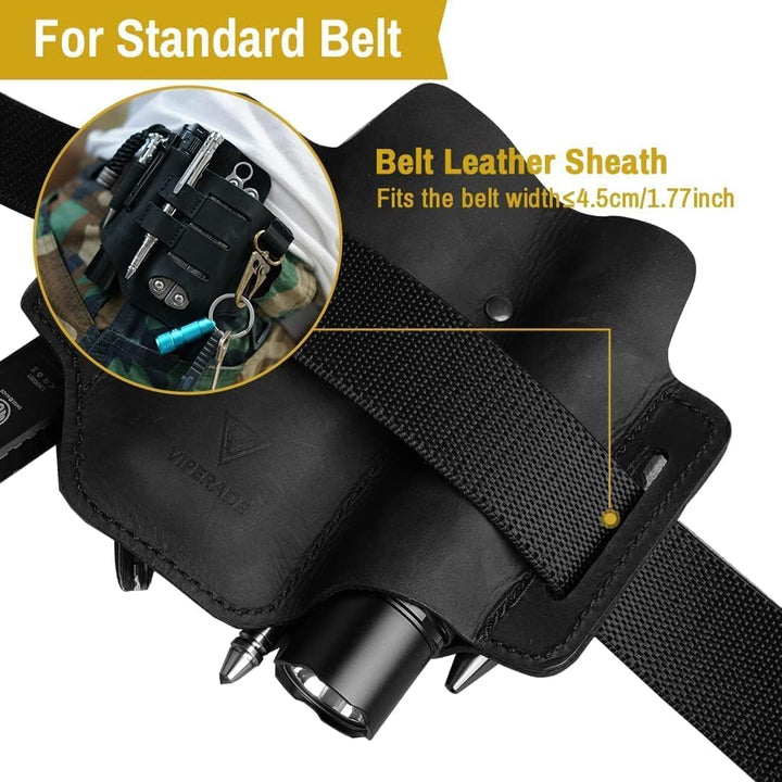 VIPERADE PJ16 Leder EDC Tasche Organizer Taktischer Multitool Halter mit Schlüsselbund Gürtelschlauf