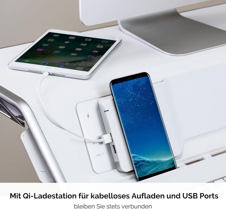 Fellowes höhenverstellbarer Sitz-Steh Schreibtischaufsatz Lotus DX, stufenlos höhenverstellbar mit S