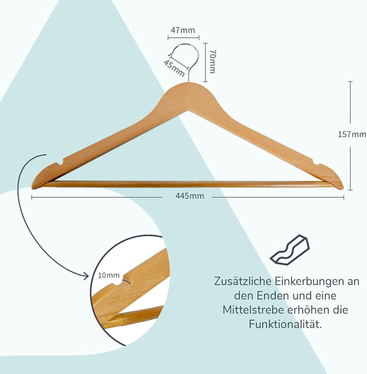 A ACTIVE SOUL – Kleiderbügel Holz 20er Set – Holzkleiderbügel mit Einkerbungen für Kleider & Mittels