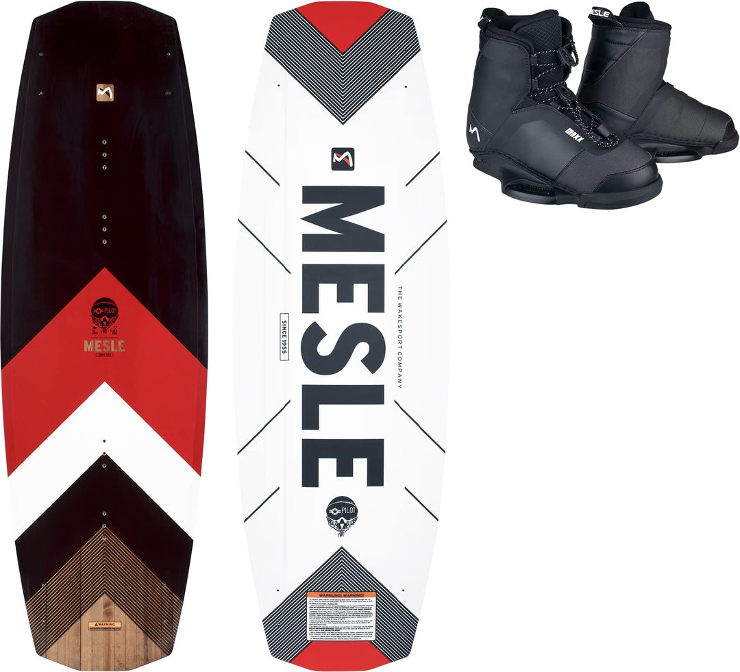 Mesle Wakeboard Set Pilot mit Maxx Bindung, Profi Wakeboard für Boot & Seilbahn 138.0 Zentimeter M,