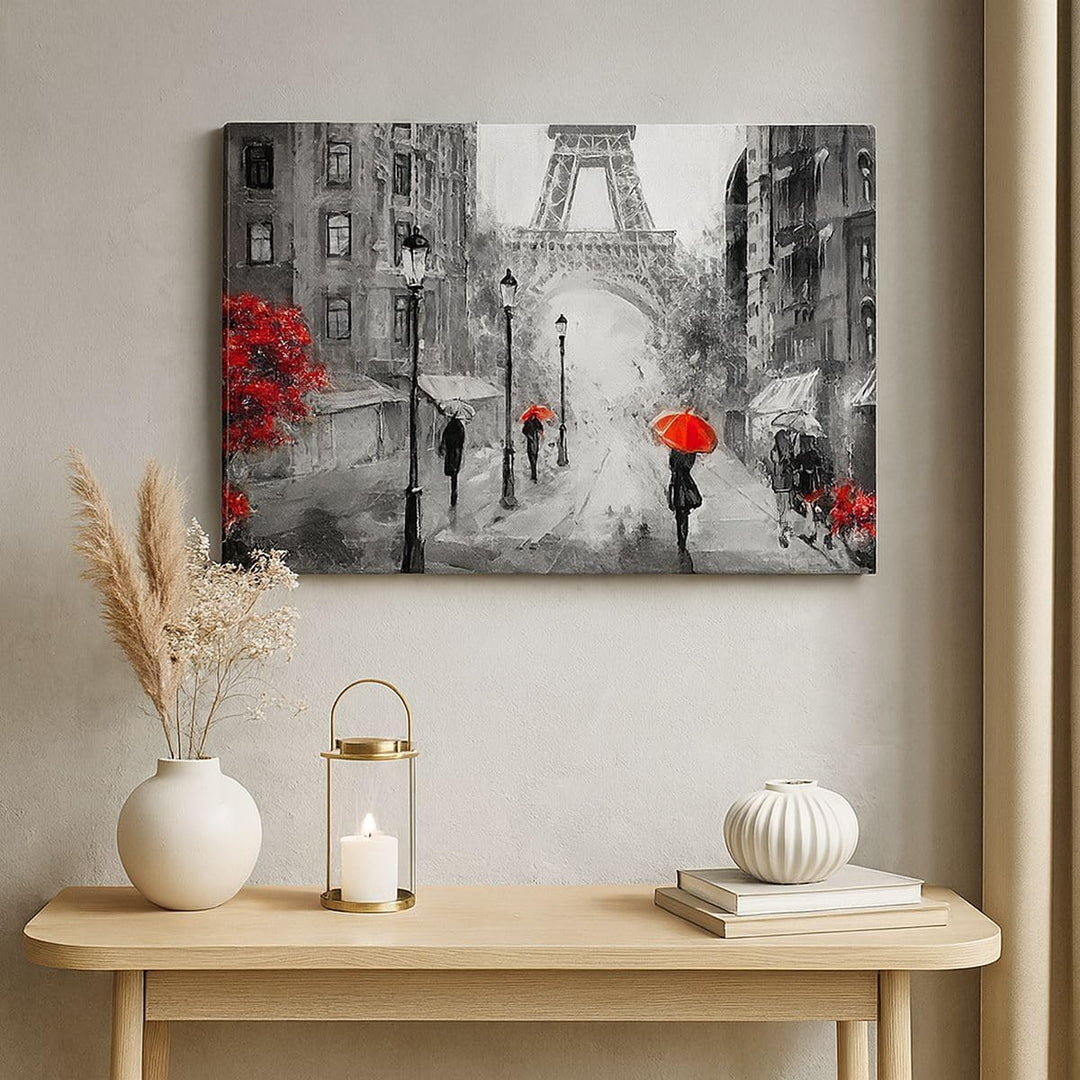 Bilder auf Leinwand Paris Stadt Zuhause Leinwandbild mit Rahmen 70x50cm Wandbilder Dekoration Wohnzi