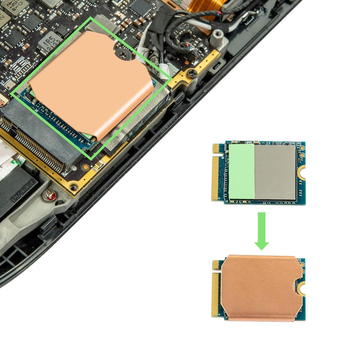 Zunate Steam Deck SSD Kühlkörper Thermal Pad, M.2 2230 NVME SSD Kupfer Kühlkörper Kühlung Wärmeleitp
