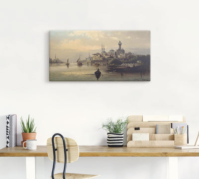 ARTland Leinwandbilder Wandbild Bild auf Leinwand 100x50 cm Wanddeko Türkei Istanbul Fluss Boot Kauf