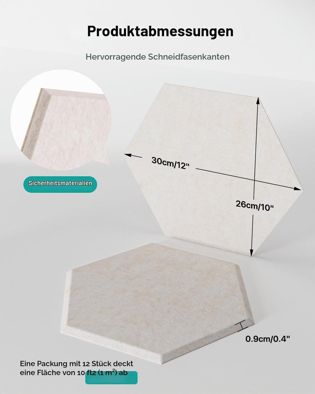 Hexagon Akustikpaneele Selbstklebend 18 Stück Akustikschaumstoff Schalldämmung, Hohe Dichte Schallsc