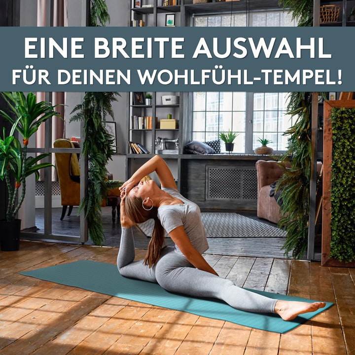 LILENO SPORTS Yoga Matte (180x60cm) inkl. Tragegurt - Sport und Yogamatte extra rutschfest in 4 mm D