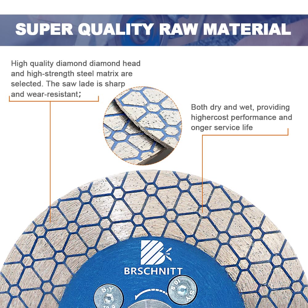 Diamant Trennscheibe 115mm - BRSCHNITT Doppelseitig zum Schneiden und Schleifen Granit Marmor Fliese