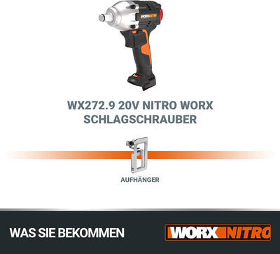 WORX WX272.9 NITRO Bürstenloser Akku Schlagschrauber 20V - 300Nm, Mit Variablem 3-Gang-Getriebe Und