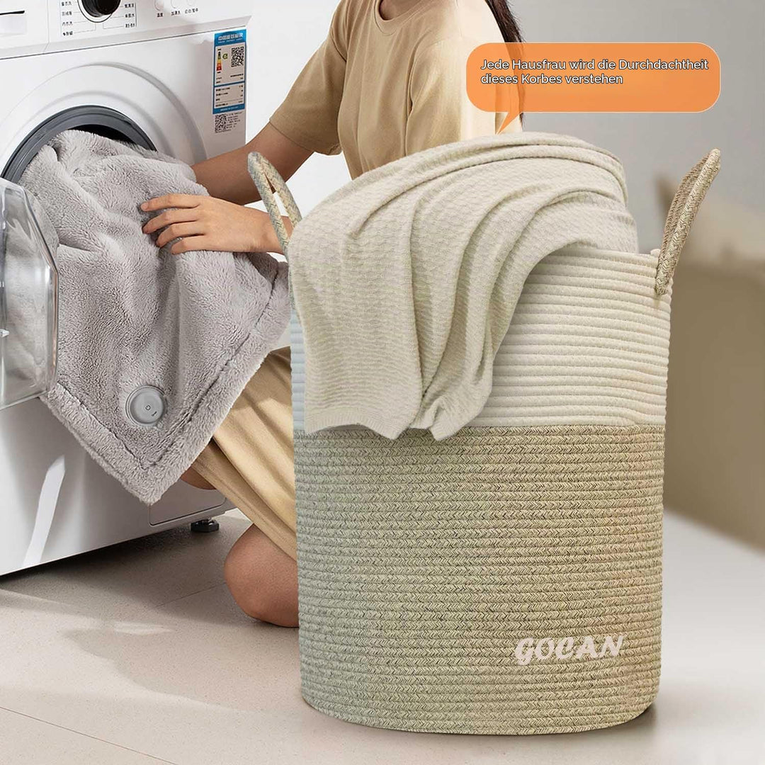 GOCAN grosse hohe robuste Wäsche Hamper Korb Gewebte Aufbewahrungskörbe für Kleidung Kissen Decke Sp
