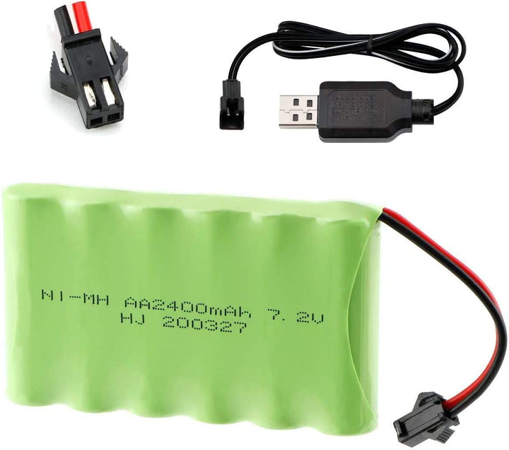 YUNIQUE Deutschland 1 Stück wiederaufladbare Batterie 7,2 V 2400 mAh NI-MH AA mit SM-2P 2Pin Plug un