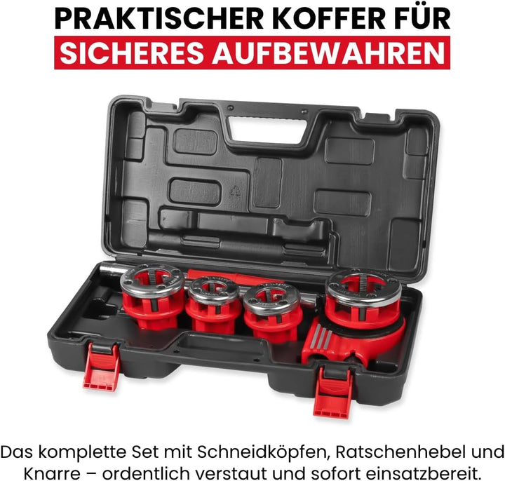 WALTER Gewindeschneidkluppensatz 6-tlg. | Gewindeschneider Set für Rohre (½", ¾", 1", 1¼") Aussengew