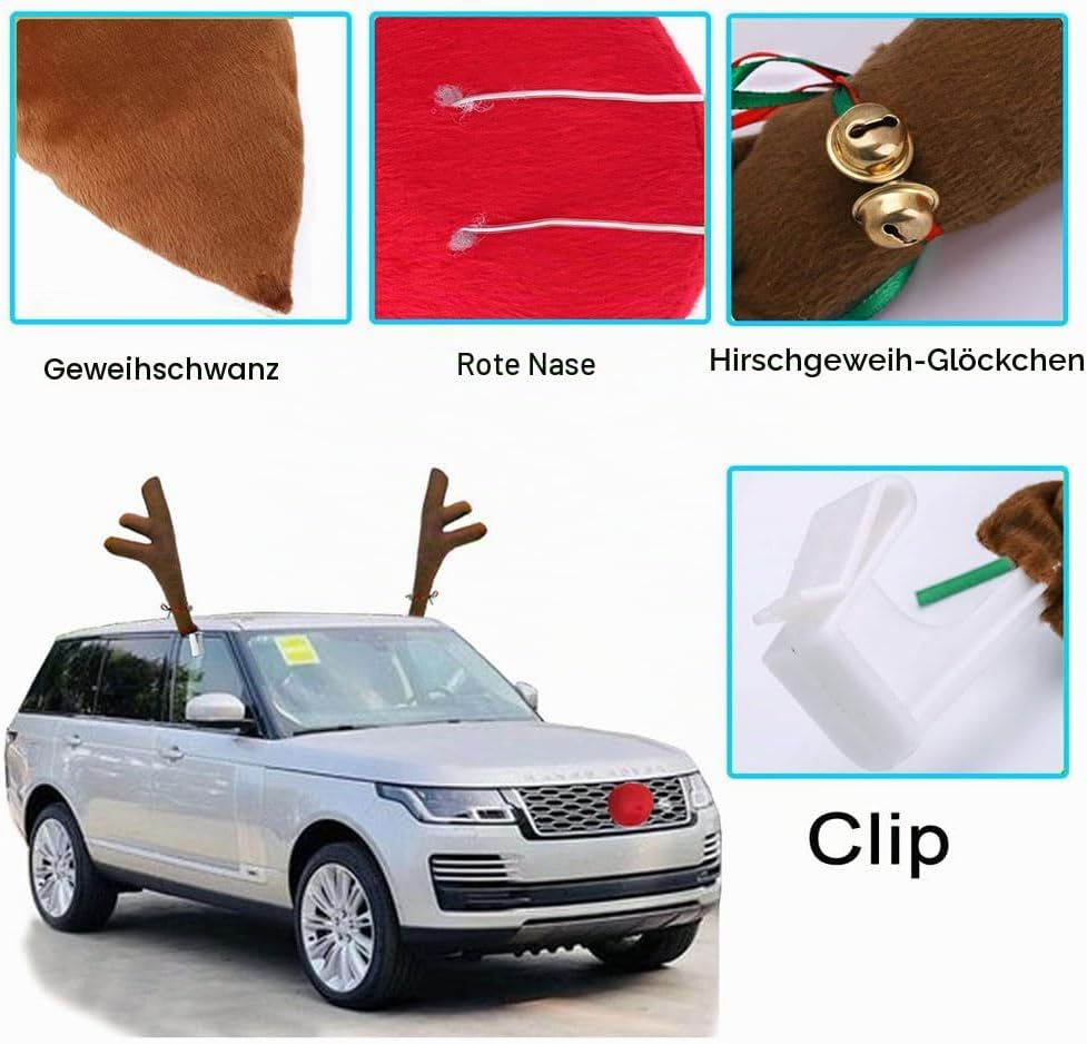 Weihnachtsauto Dekoration Plüsch Rudolf Rentier Geweih Rote Nase für Weihnachtsauto Dekoration, Lust