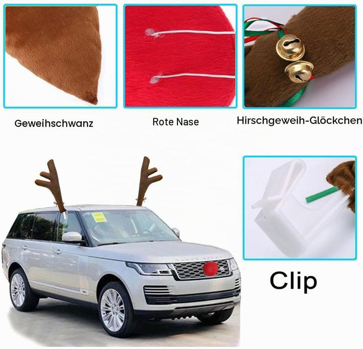 Weihnachtsauto Dekoration Plüsch Rudolf Rentier Geweih Rote Nase für Weihnachtsauto Dekoration, Lust