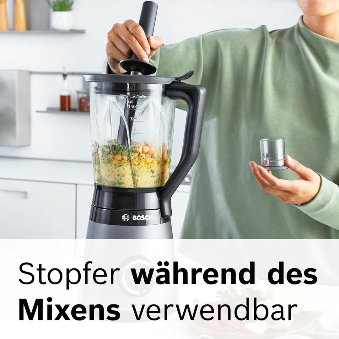 Bosch Standmixer VitaPower Serie 4 MMB6172S, Edelstahl-Klingen Made in Germany, 1,5l ThermoSafe Glas