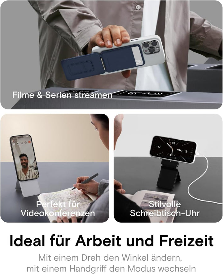 MOFT Handy Stativ für Smartphone, [Ultra Dünn & Tragbar] Faltebar MOVAS Veganes Leder Stativ für Mag