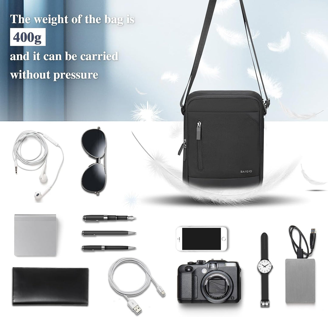 BAIGIO Herren Umhängetasche Tablet iPad bis 11 Zoll, Schultertasche Herrentasche zum Umhängen Crossb