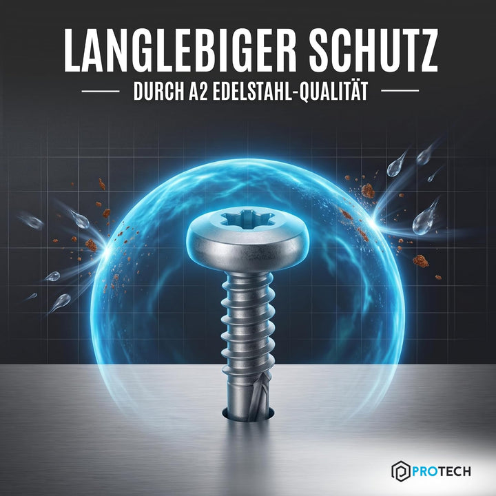 PROTECH 200 Stück Bohrschrauben Form M TORX 4,8x25 DIN 7504 Edelstahl A2 V2A Rostfrei Blechschrauben