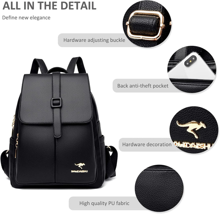 NICOLE & DORIS Rucksack Damen Klein Handtasche Rucksack Anti Diebstahl Wasserdichter Rucksäcke PU Le