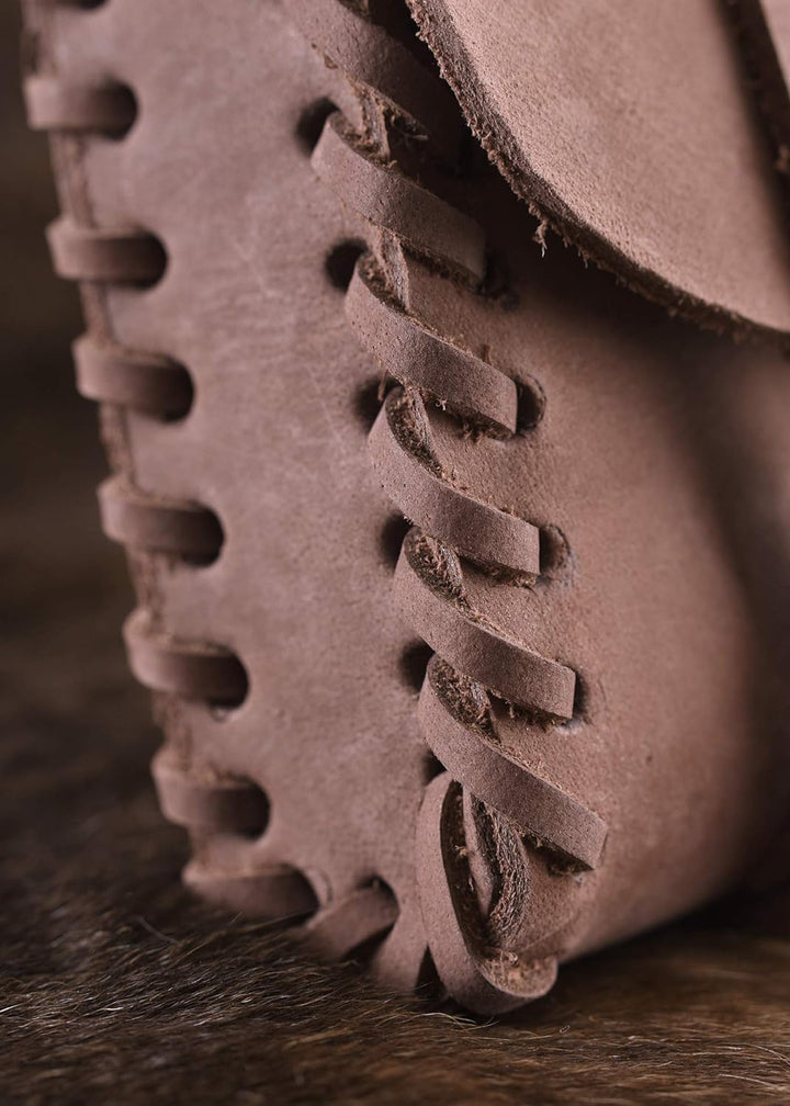 Ulfberth Ledertasche mit Zwei Schnallen, mittelbraun - Mittelalter - Wikinger - LARP