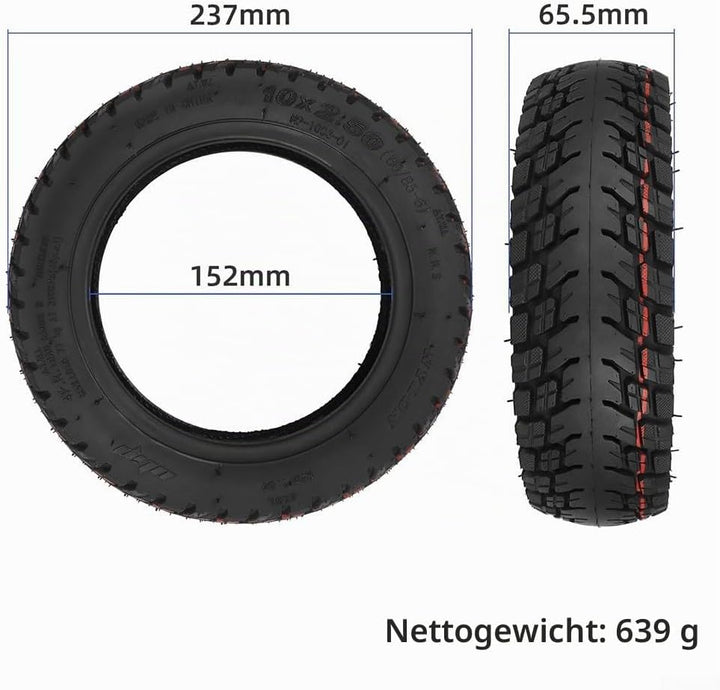 10-Zoll-Elektroroller 10x2,50 Tubeless-Reifen 60/85-6 Skateboard-Offroad-Reifen