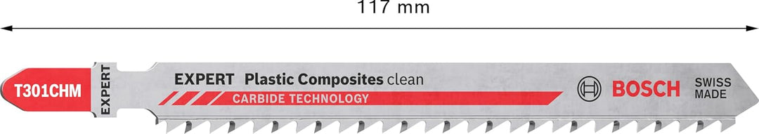 Bosch 3x EXPERT Plastic Composites Clean T301CHM Stichsägeblatt (für WPC Holz-Kunststoff-Verbundstof