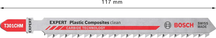 Bosch 3x EXPERT Plastic Composites Clean T301CHM Stichsägeblatt (für WPC Holz-Kunststoff-Verbundstof