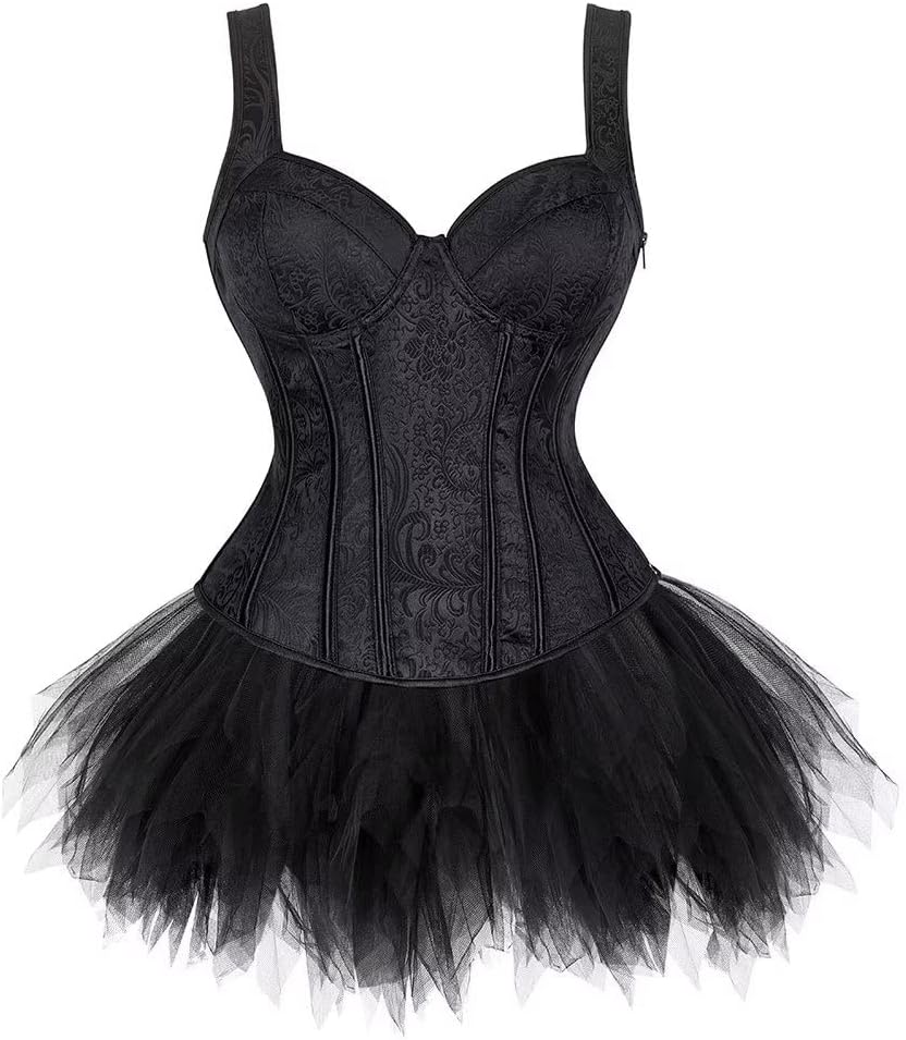 Korsett Sexy Kleider Rock Damen Dress Korsagenkleid Corsage Vollbrust Bustier Strapshalter Reissvers