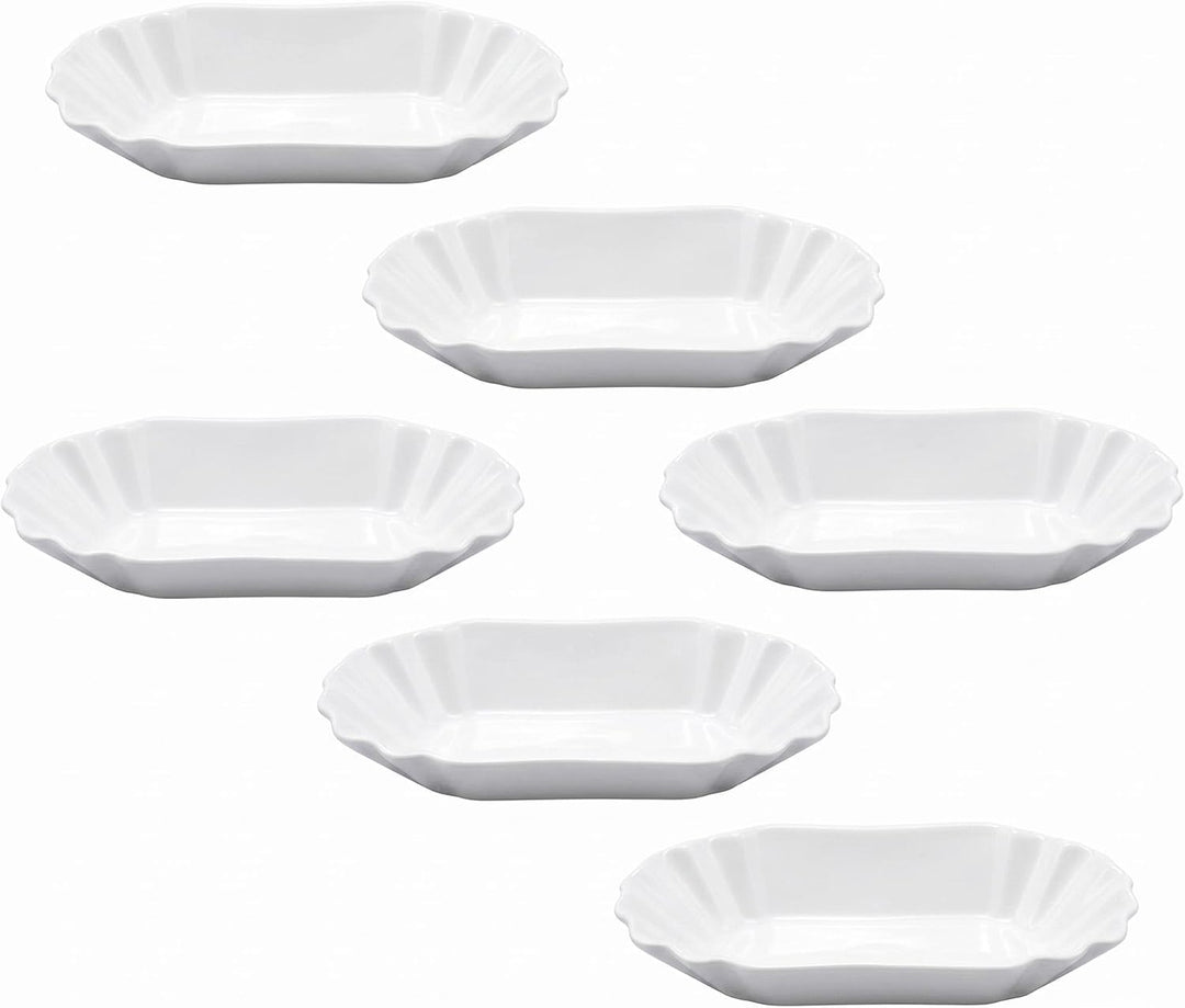 Spetebo Pommesschale in weiss aus Porzellan wiederverwendbar - 6er Set - Keramik Currywurstschale sp