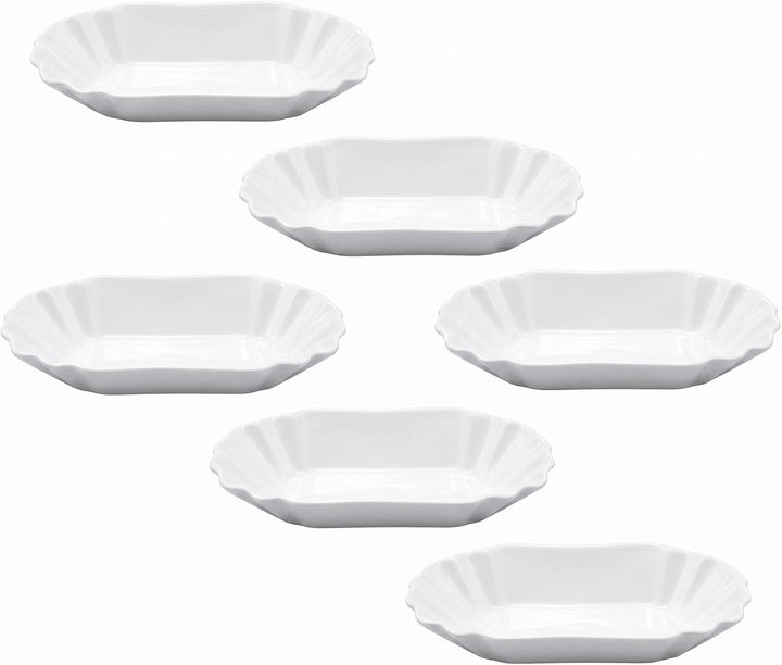 Spetebo Pommesschale in weiss aus Porzellan wiederverwendbar - 6er Set - Keramik Currywurstschale sp