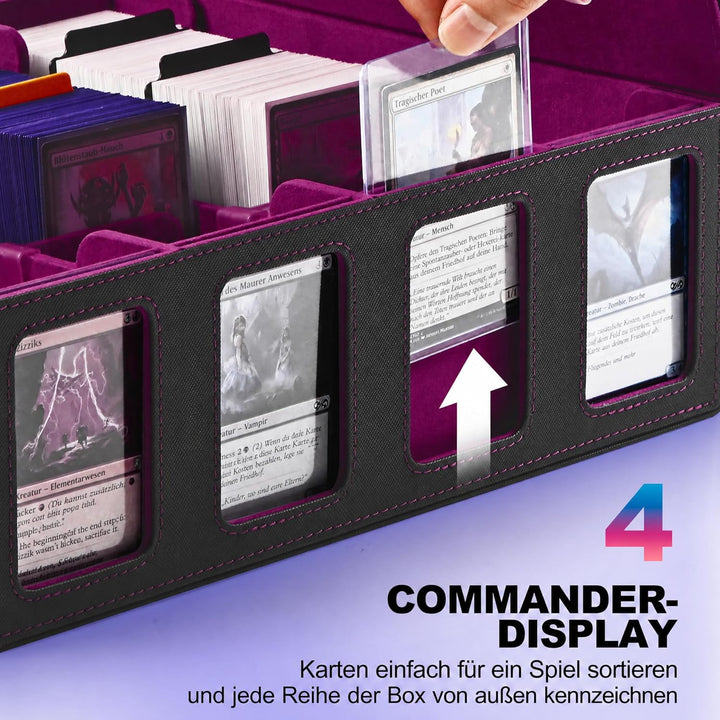 Trading Card Storage Box für Commander Display, 2400+ MTG Deck Box mit 4 Top Loaders, TCG Card Case