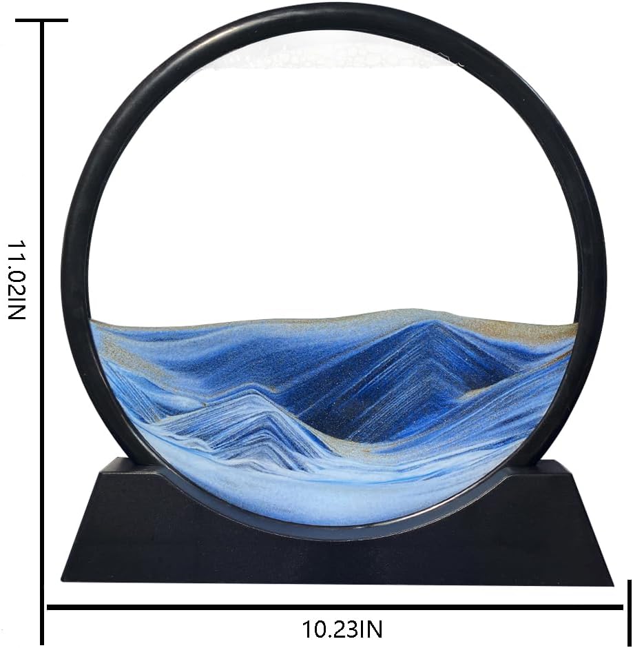 Aoderun Sandbilder Zum Drehen 3d Sanduhr Büro Deko Sand Rundes Glas Fliessender Sand Rahmen Beweglic