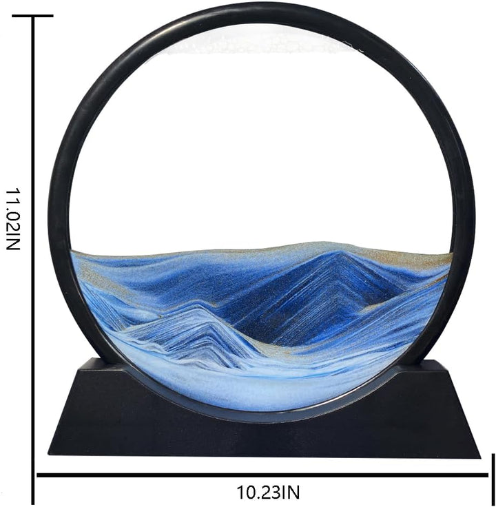 Aoderun Sandbilder Zum Drehen 3d Sanduhr Büro Deko Sand Rundes Glas Fliessender Sand Rahmen Beweglic