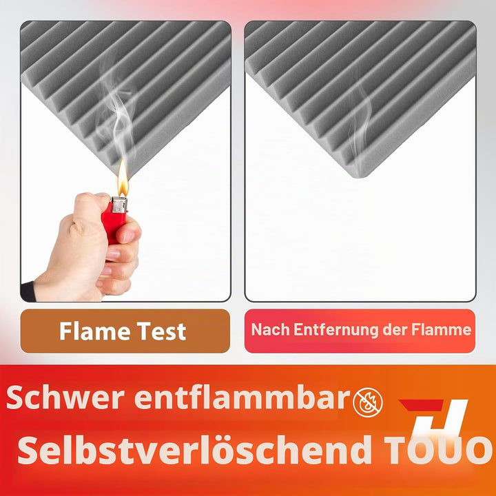 Akustikplatten, schalldichte Schaumstoffplatten für die Wand, 30,5 x 30,5 x 2,5 cm, schwer entflammb