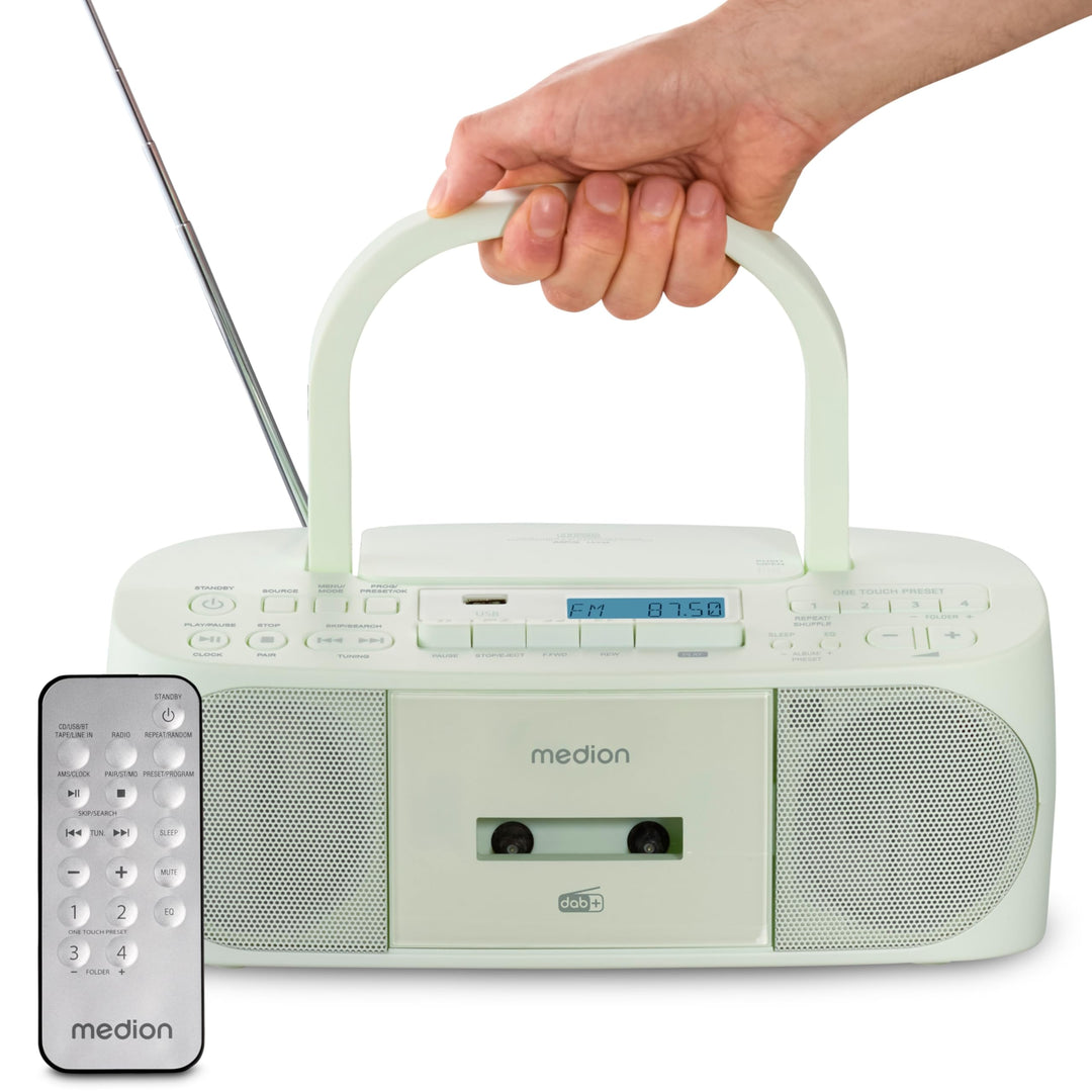 MEDION DRX-1 Plus Boombox (tragbares DAB+ UKW Radio, Bluetooth, CD-Player, MP3, Kassette, Kopfhörera