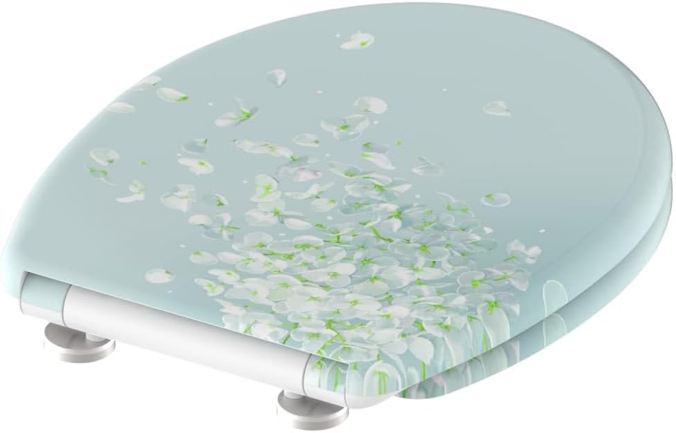 Schütte WC-Sitz WIND FLOWER mit Absenkautomatik, Toilettendeckel mit Motiv und Schnellverschluss für