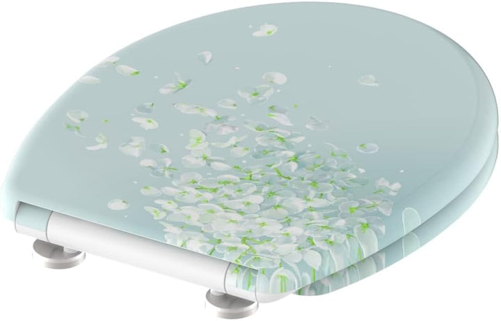 Schütte WC-Sitz WIND FLOWER mit Absenkautomatik, Toilettendeckel mit Motiv und Schnellverschluss für