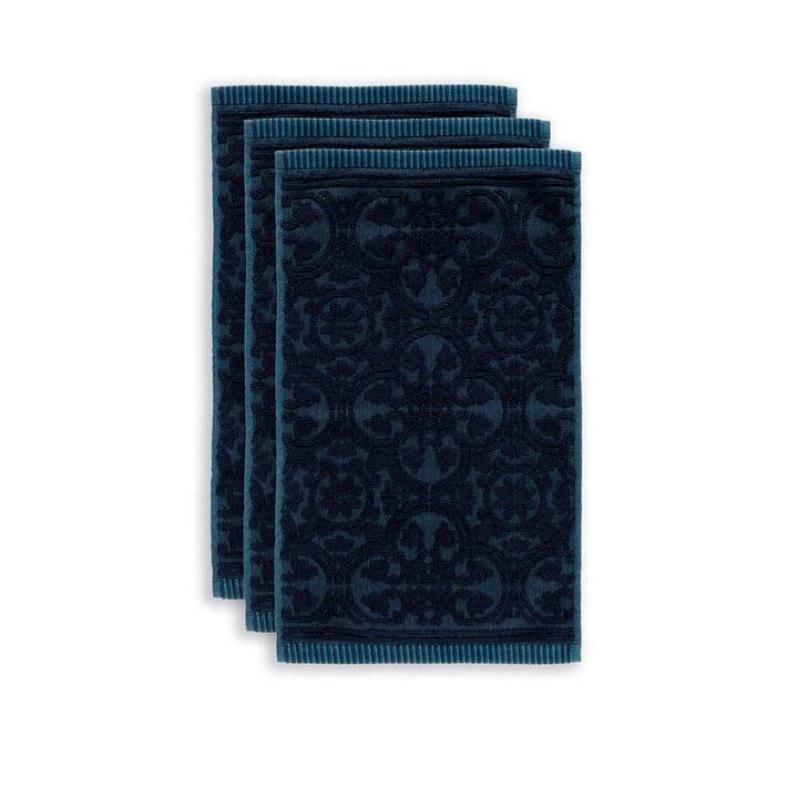 PIP Studio Studio Gästetuch-Set Tile de 3X Farbe Dunkelblau, Grösse 30x50 x 3, 3x 30x50cm